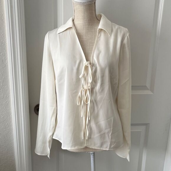Rachel Zoe Elegant Cream Blouse with Double Front Tie - Picture 1 of 9